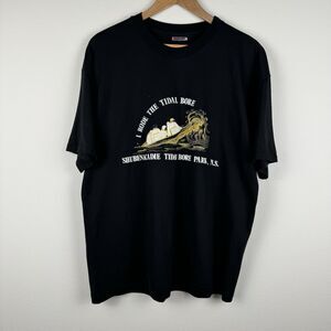 Vintage Hanes Tidal Bore Park Black Graphic Tee Mens Size XL USA Single Stitch